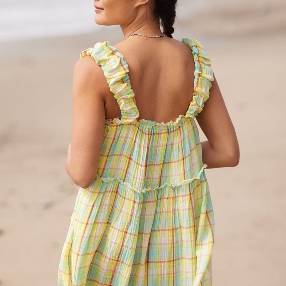 NWT Anthropologie Ruffled Gingham Babydoll Dress Small - Picture 2 of 4